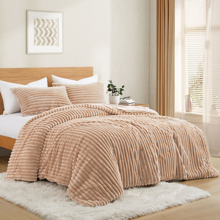 Cozy Flannel Comforter Set Queen King Soft Warm Bedding Pillowcases All Seasons Image 5