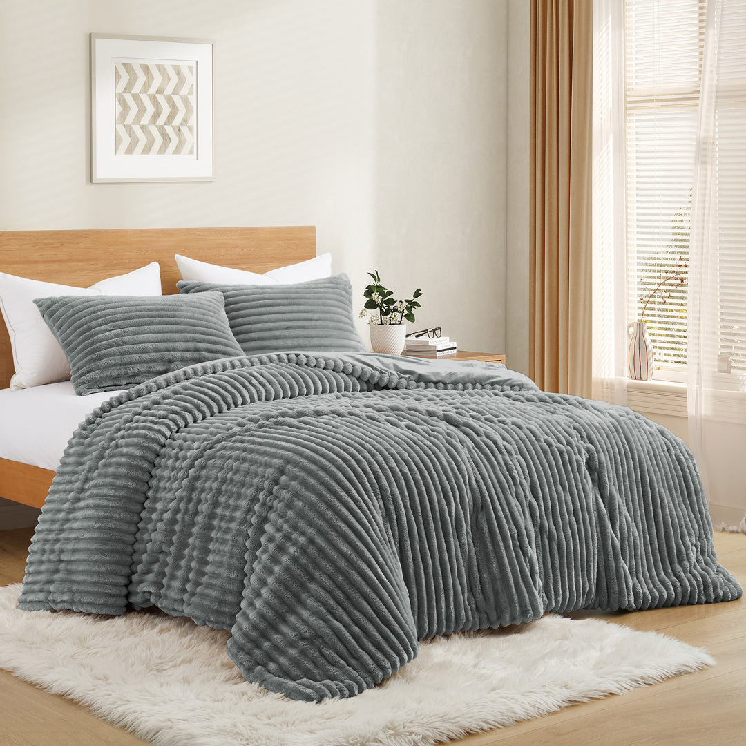 Cozy Flannel Comforter Set Queen King Soft Warm Bedding Pillowcases All Seasons Image 11