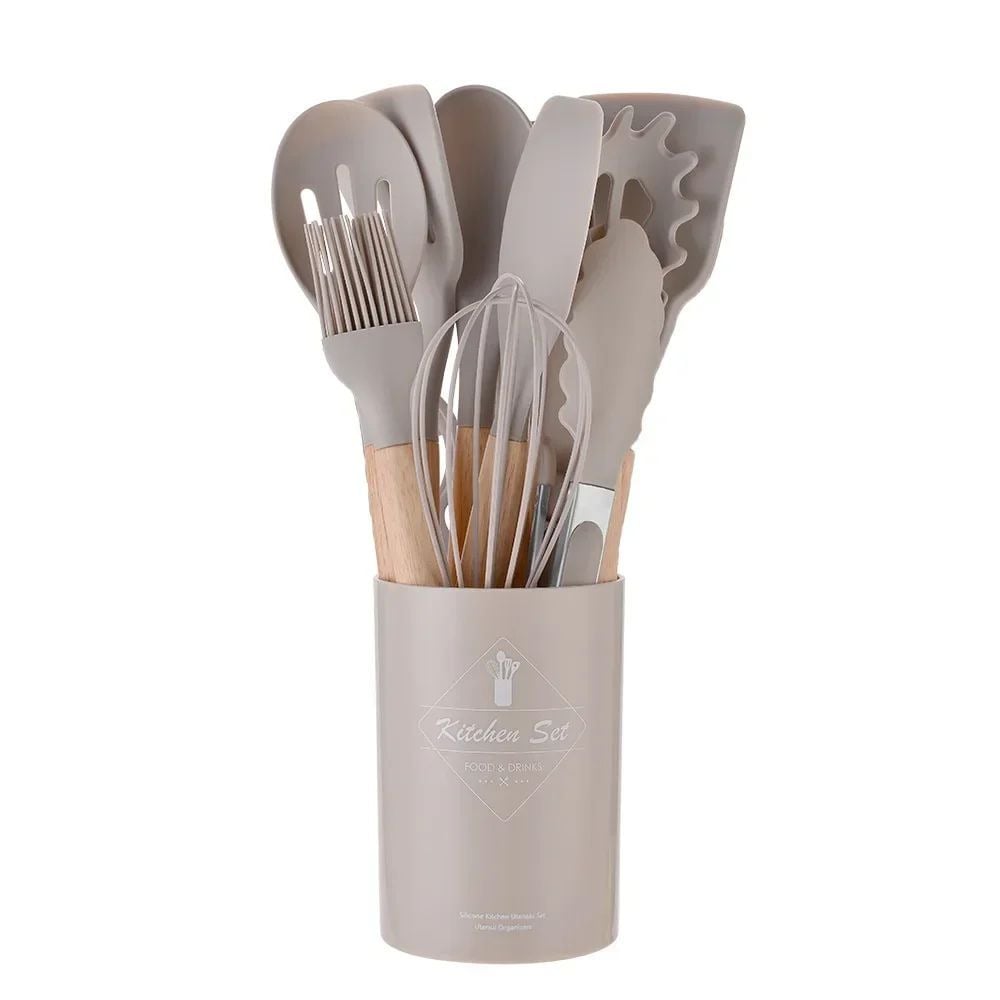 Silicone Kitchen Cookware Set 12PCS Food Grade Utensils Turner Spatula Spoons Image 7