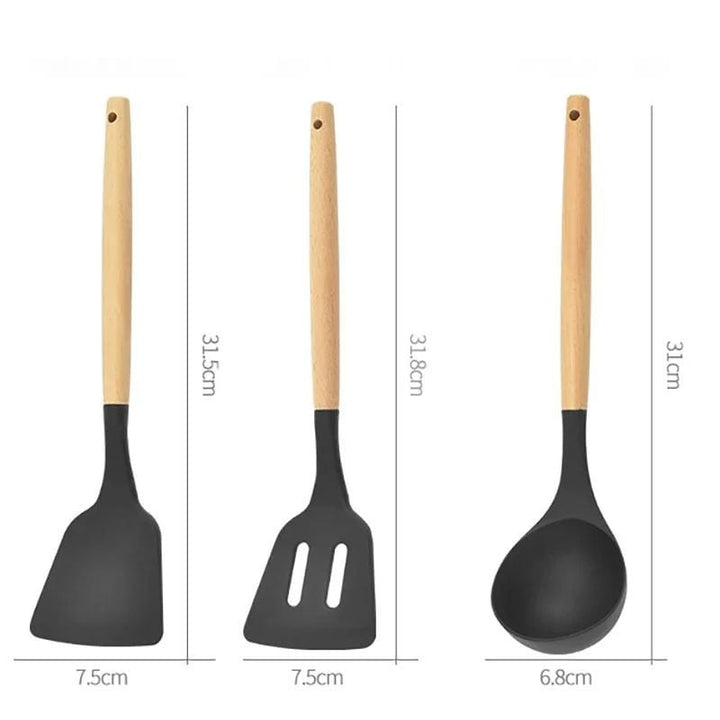 Silicone Kitchen Cookware Set 12PCS Food Grade Utensils Turner Spatula Spoons Image 5