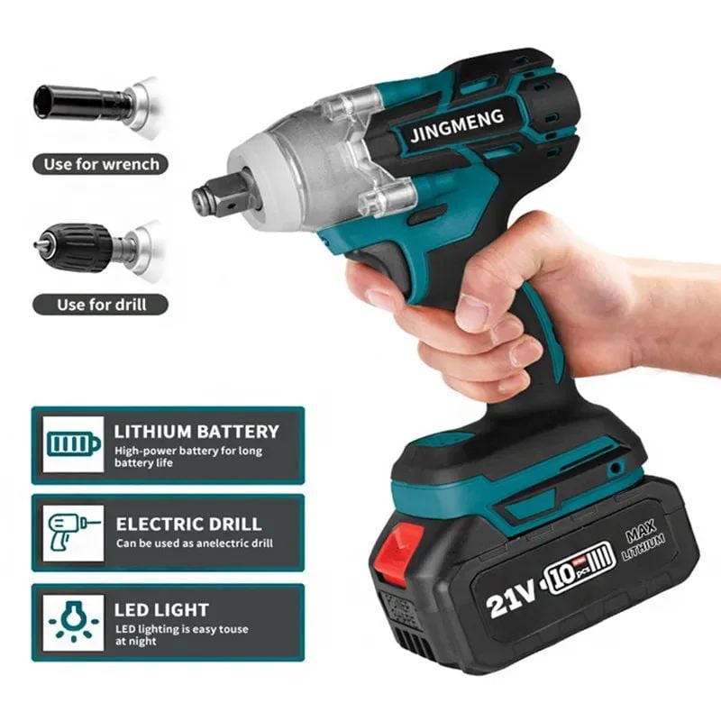 Cordless Brushless Electric Impact Wrench 21V with Hand Drill and Socket Image 5