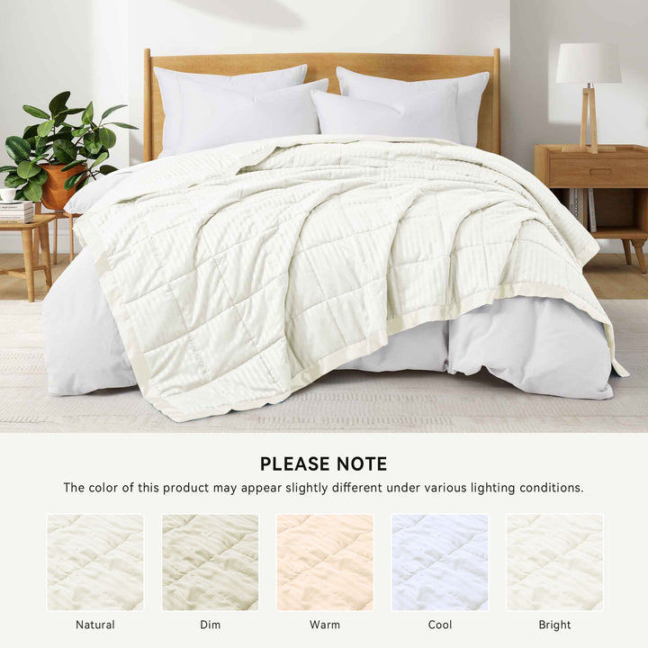 Satin-Trimmed Down Alternative Blanket - Soft and Cozy Oversize Blanket for All Seasons Image 1