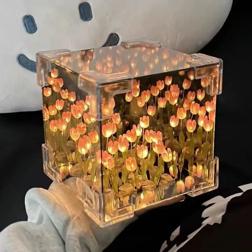 Creative DIY 3D Tulip Flower Night Light Kit Sea Cube Lamp for Couples Image 1