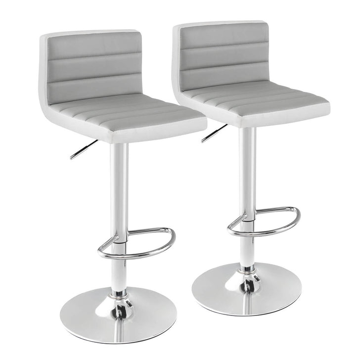 Set of 2 Bar Stools Adjustable Barstool PU Leather Swivel Pub Chairs Armless Image 1