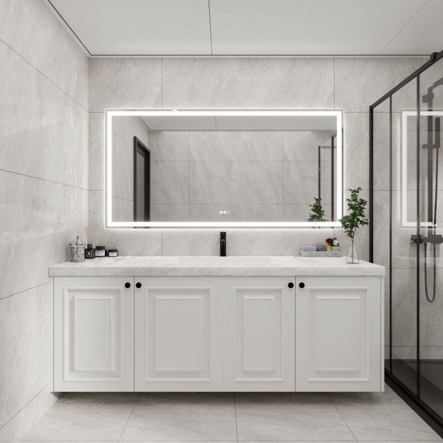 ES-DIY 72"x36" LED Bathroom Mirror with Front and Backlight,Dimmable,Large Wall Mirrors with Image 1