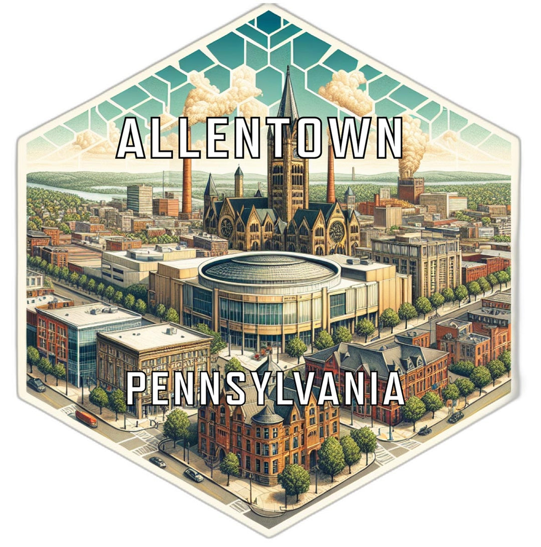 Allentown Pennsylvania Souvenir Travel Destination Die Cut Hexagon Fridge Magnet Image 1