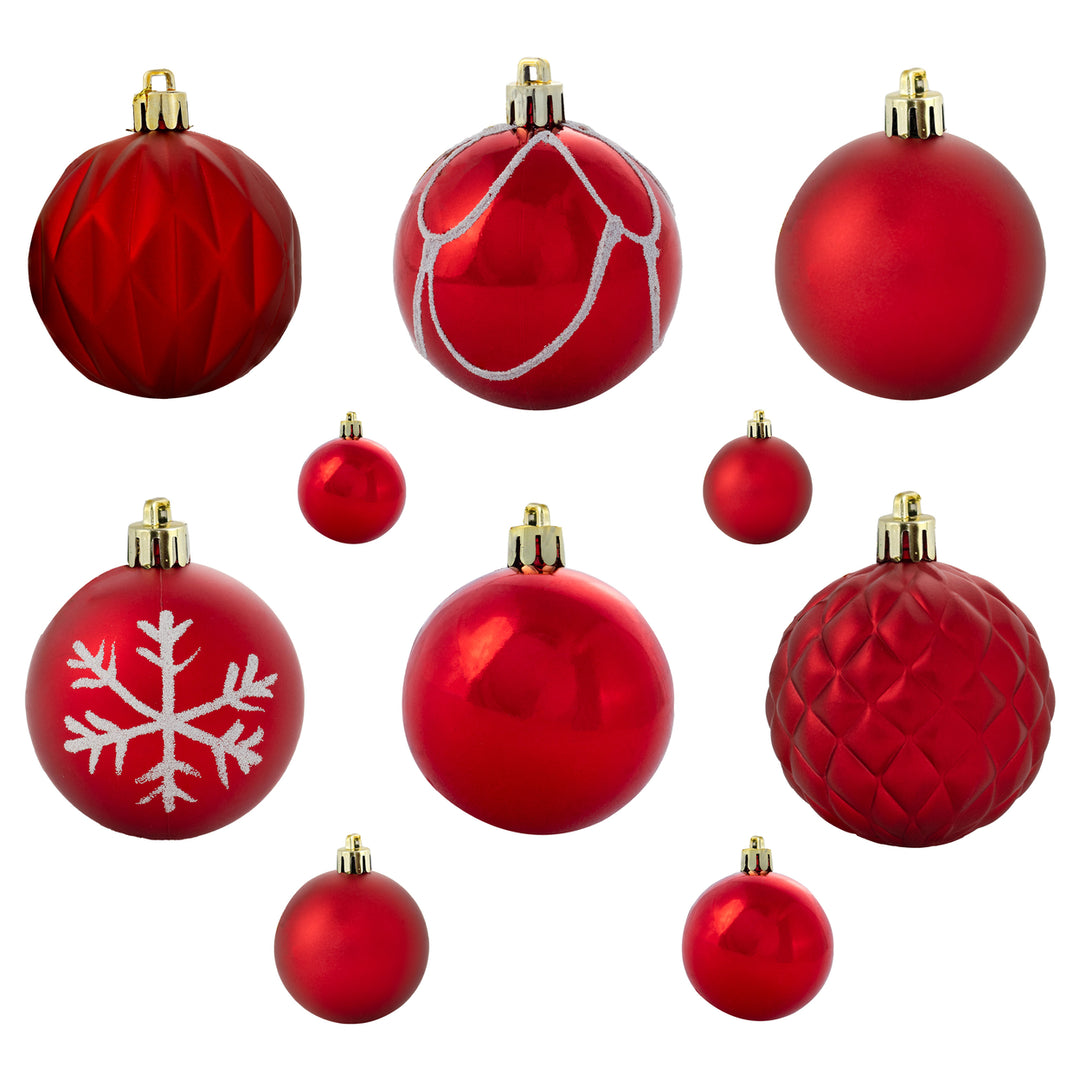 Sunnydaze Winter Wonderland 100-Piece Red Assorted Ornament Set Image 12