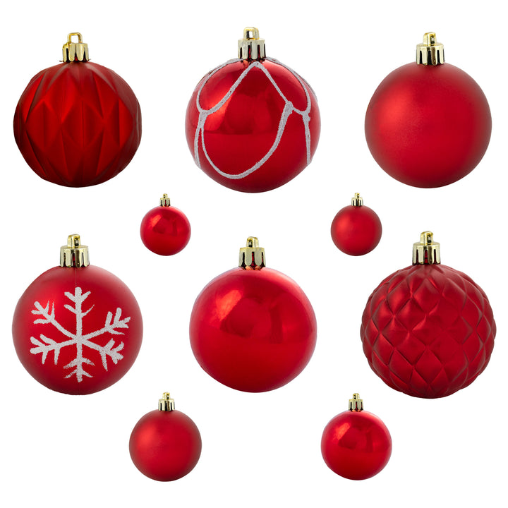 Sunnydaze Winter Wonderland 100-Piece Red Assorted Ornament Set Image 12