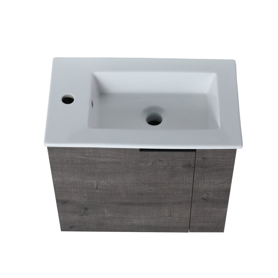 Allsumhome 22 Inch Modern Bathroom Vanity Sink Plaid Grey Oak Wall Mounted Image 12