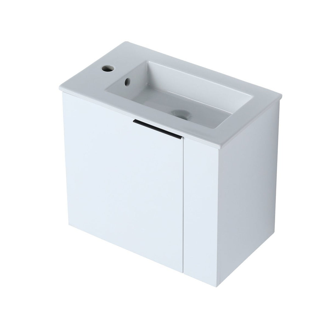 Allsumhome 22 Inch White Floating Bathroom Vanity Sink Soft Close Door Modern Image 12