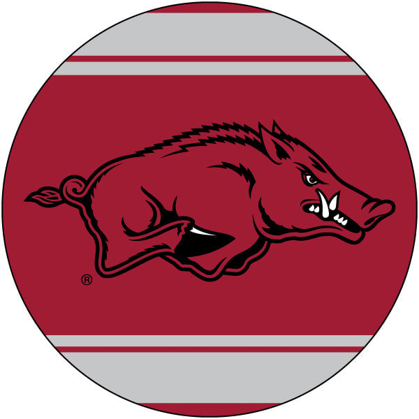 Arkansas Razorbacks Stripe Design 4-Inch Round Shape NCAA High-Definition Magnet - Versatile Metallic Surface Adornment Image 1