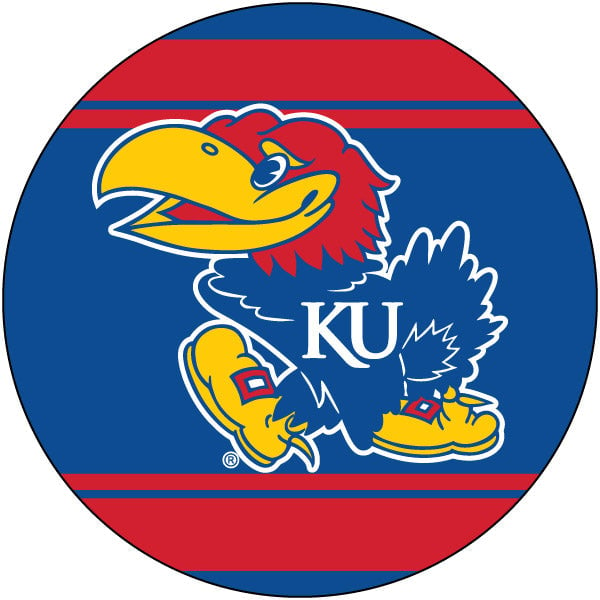 Kansas Jayhawks Stripe Design 4-Inch Round Shape NCAA High-Definition Magnet - Versatile Metallic Surface Adornment Image 1