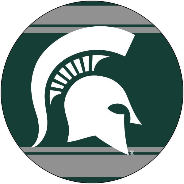 Michigan State Spartans Stripe Design 4-Inch Round Shape NCAA High-Definition Magnet - Versatile Metallic Surface Image 1