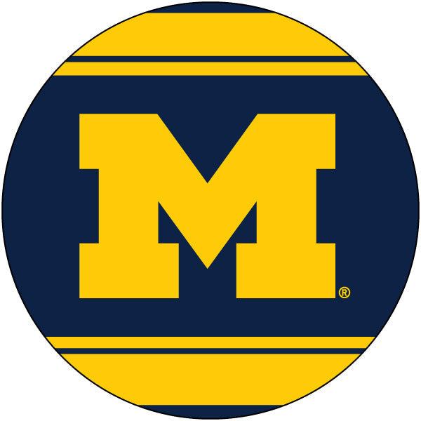 Michigan Wolverines Stripe Design 4-Inch Round Shape NCAA High-Definition Magnet - Versatile Metallic Surface Adornment Image 1