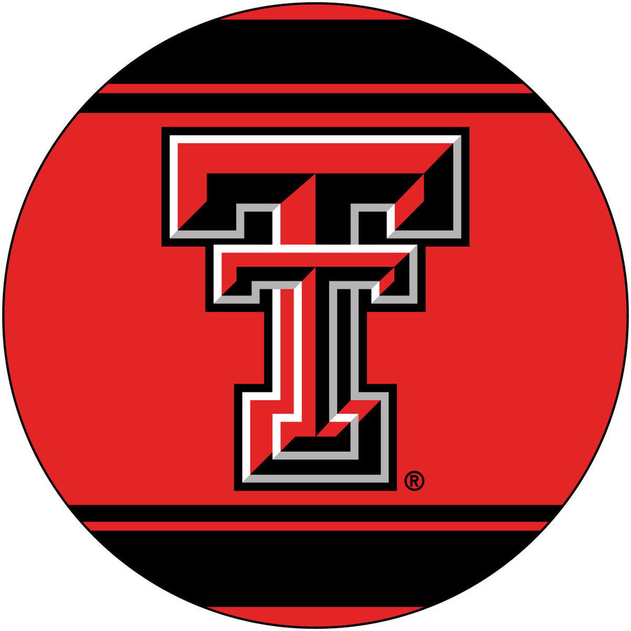 Texas Tech Red Raiders Stripe Design 4-Inch Round Shape NCAA High-Definition Magnet - Versatile Metallic Surface Image 1