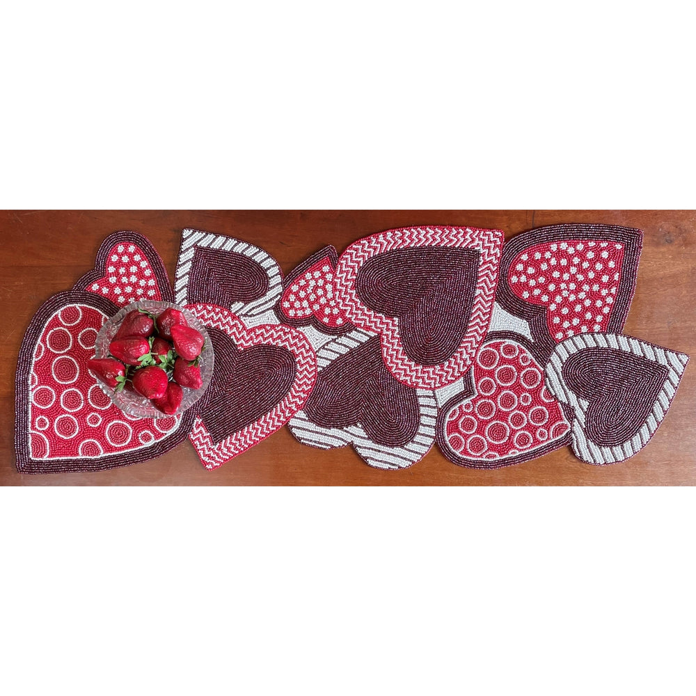 Golden Hill Studio Hearts Beaded Table Runner Image 2