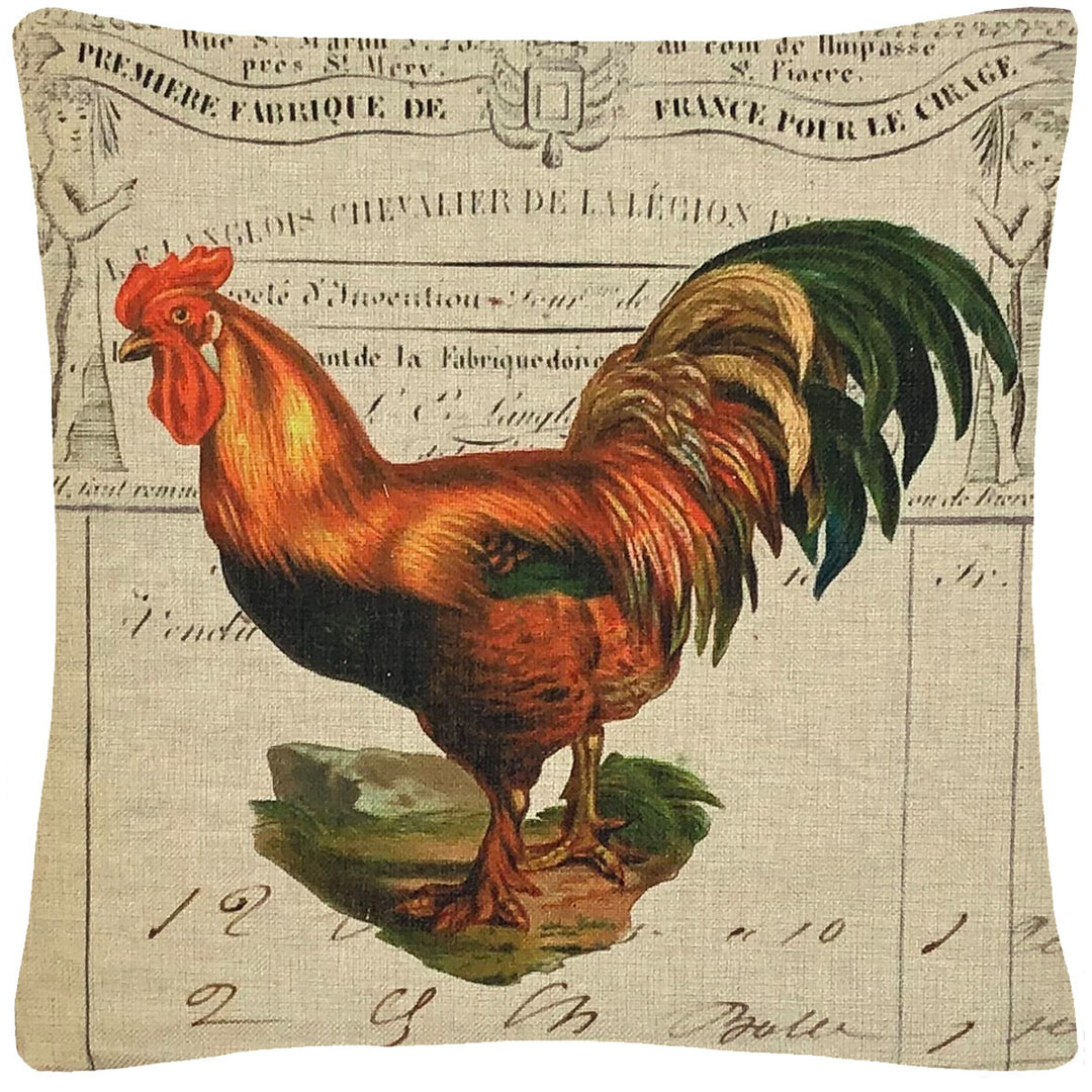 Green Tail Rooster Throw Pillow 18 x 18 Image 1