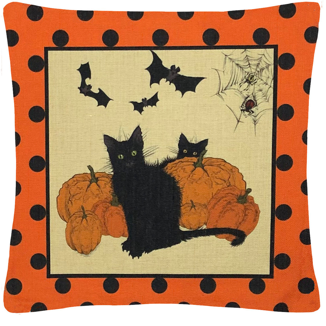 Halloween Kitty Throw Pillow 18"x18" Image 1