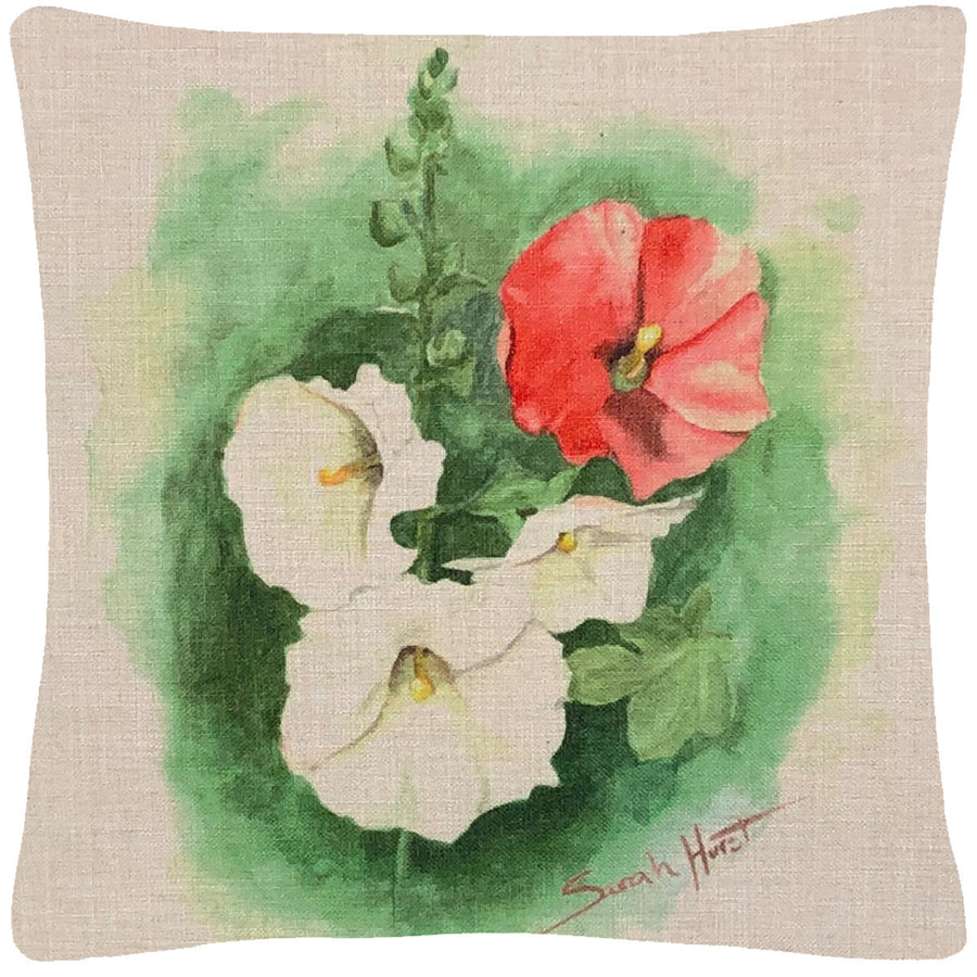 Hollyhock Throw Pillow 18"x18" Image 1