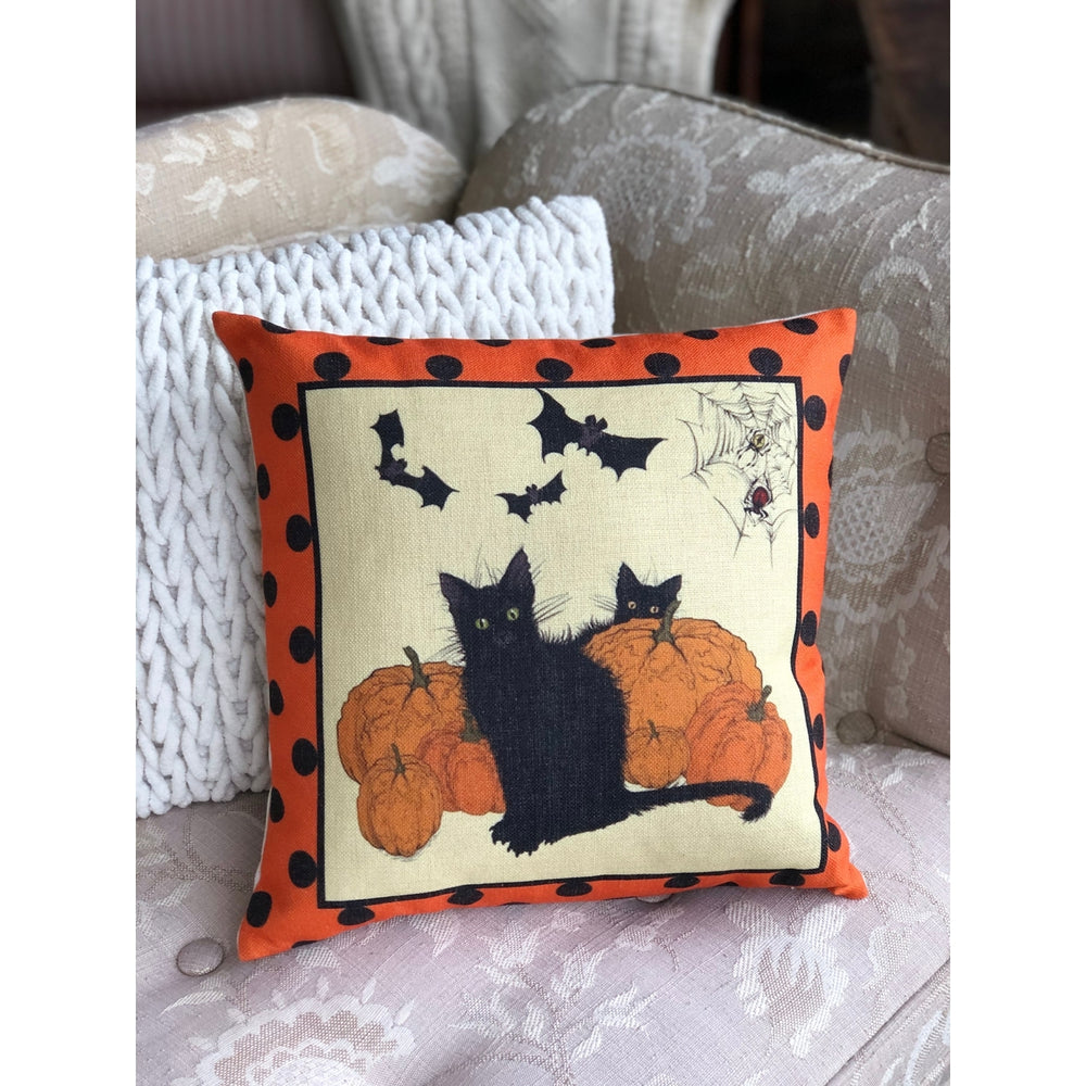 Halloween Kitty Throw Pillow 18"x18" Image 2