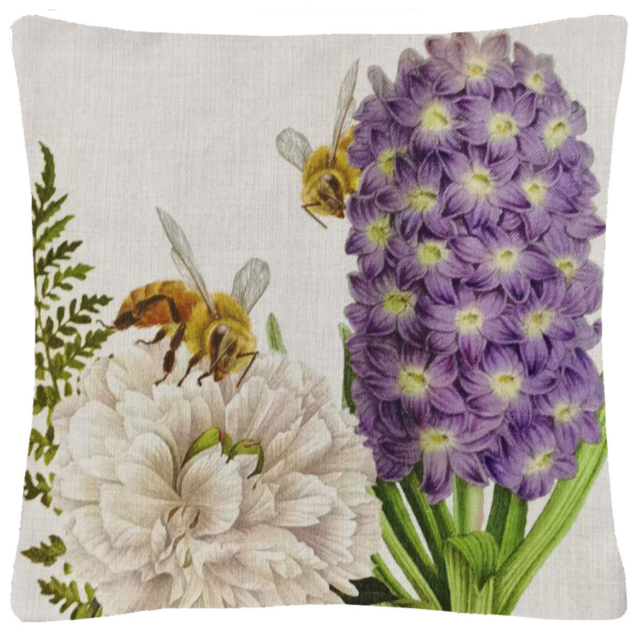 Bee Floral Throw Pillow 18"x18" Image 1