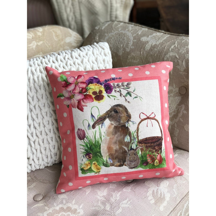 Easter Bunny Throw Pillow 18"x18" Image 2