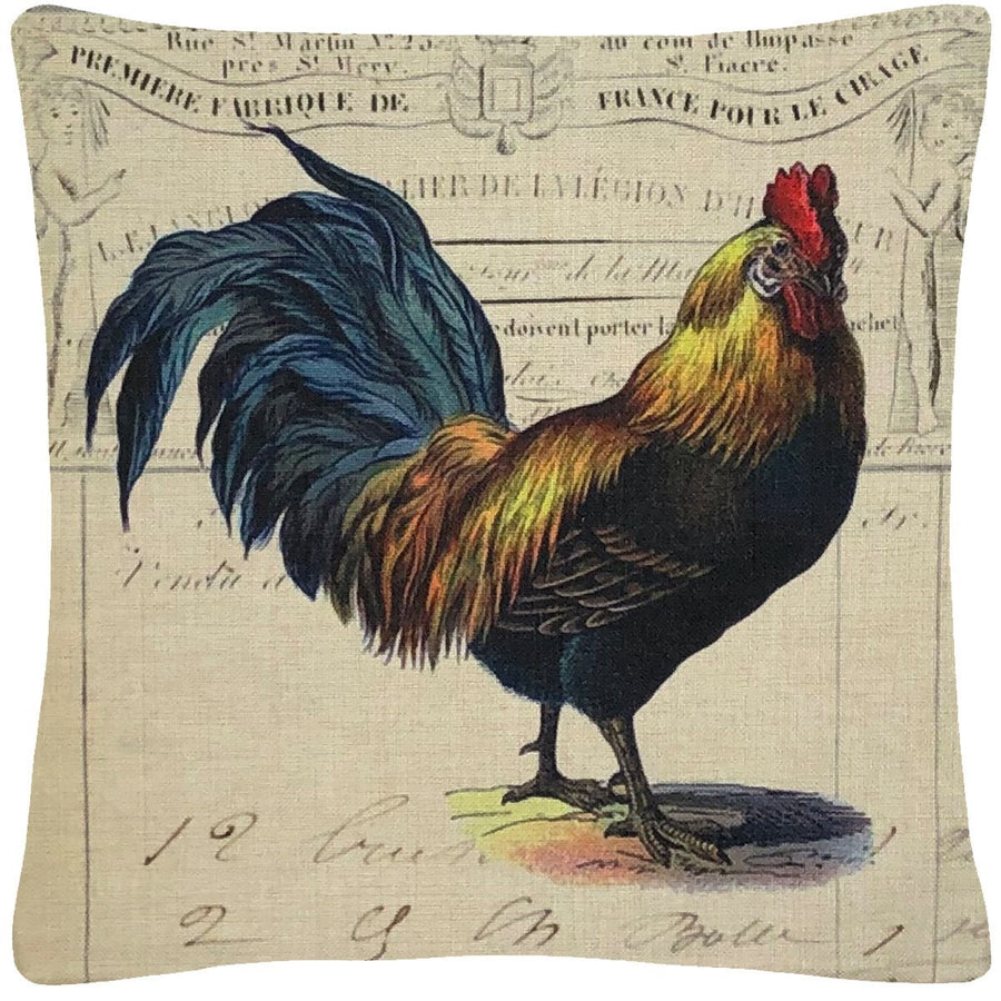 Blue Tail Rooster Throw Pillow 18 x 18 Image 1