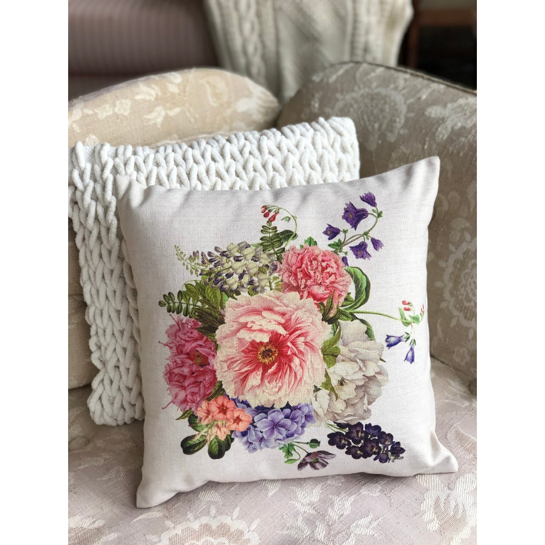 Floral Bouquet Throw Pillow 18"x18" Image 2