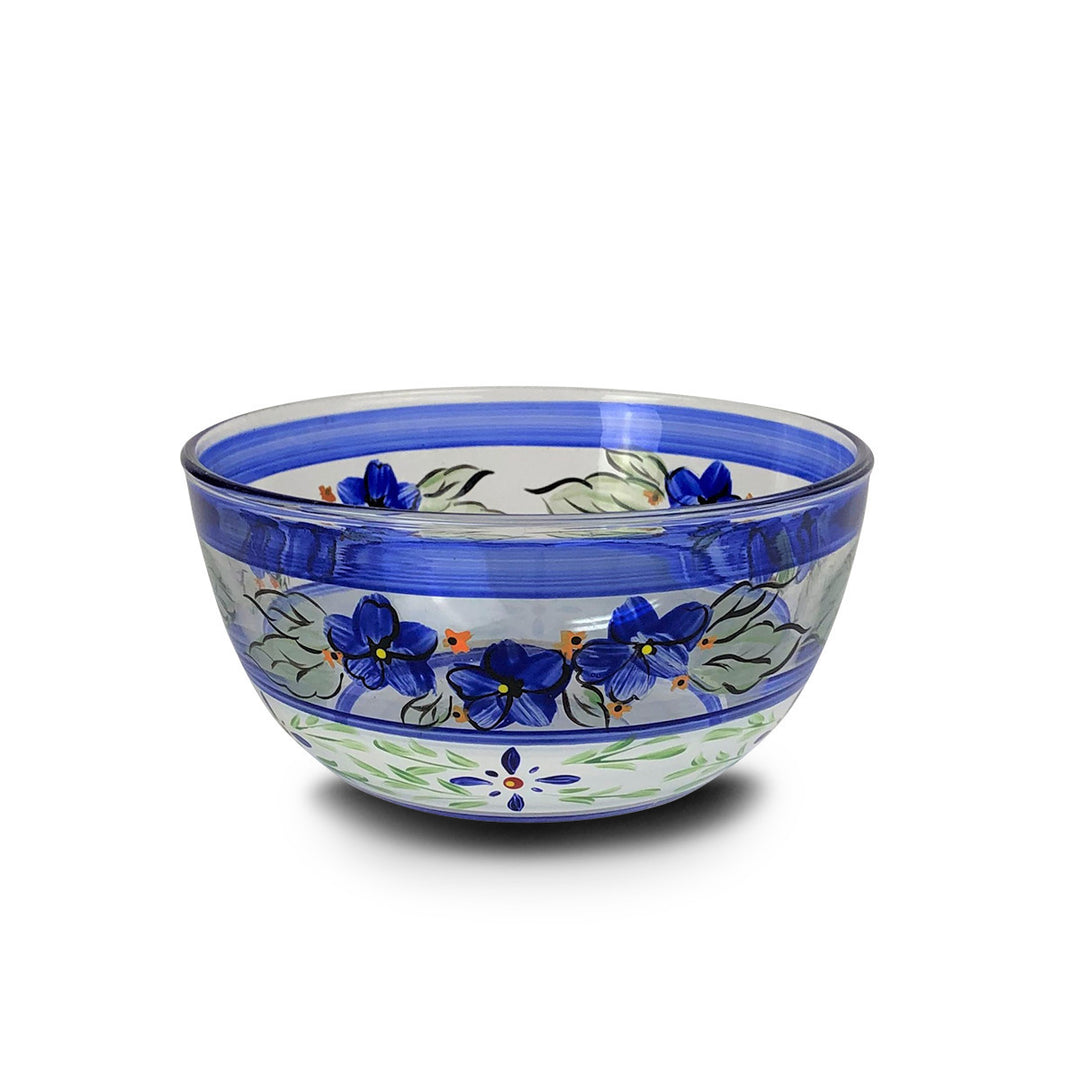 Barcelona Blue 6" Bowl Hand Painted Glassware Image 1