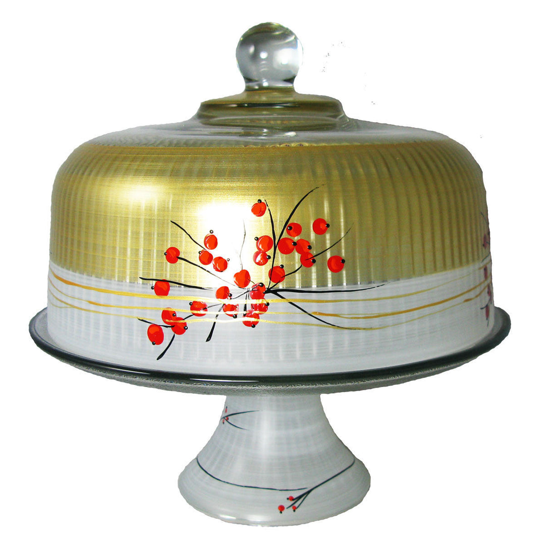 Golden Hill Studio Berries n Branches Cake Dome and Stand Image 1