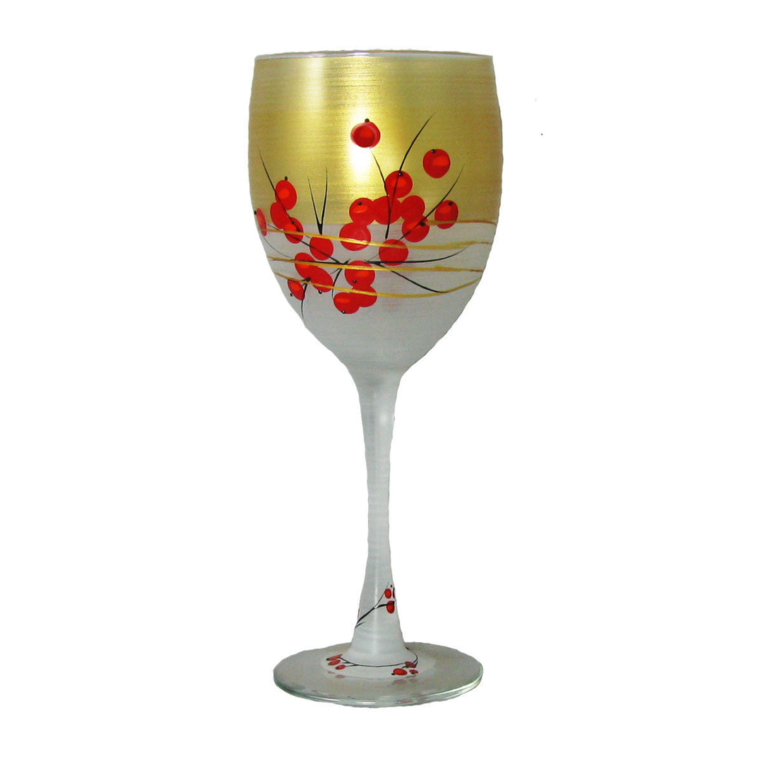 Golden Hill Studio Berries n Branches Wine S/2 Image 1