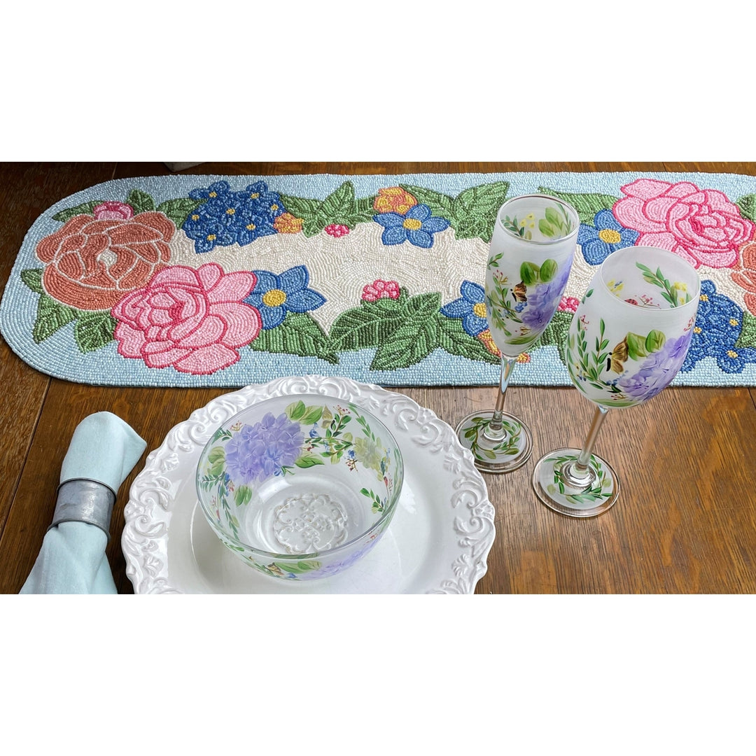 Golden Hill Studio Floral Beaded Table Runner Image 5