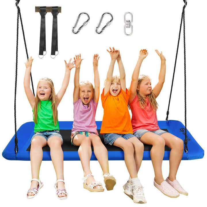 Goplus 700lb Giant 60 Platform Tree Swing Outdoor w/ 2 Hanging Straps Blue\Colorful\Green\Camo Green Image 1