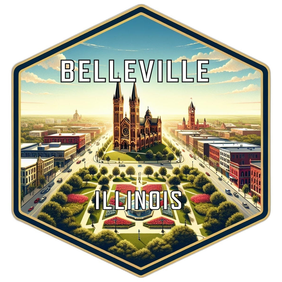 Belleville Illinois Souvenir Travel Destination Die Cut Hexagon Fridge Magnet Image 1