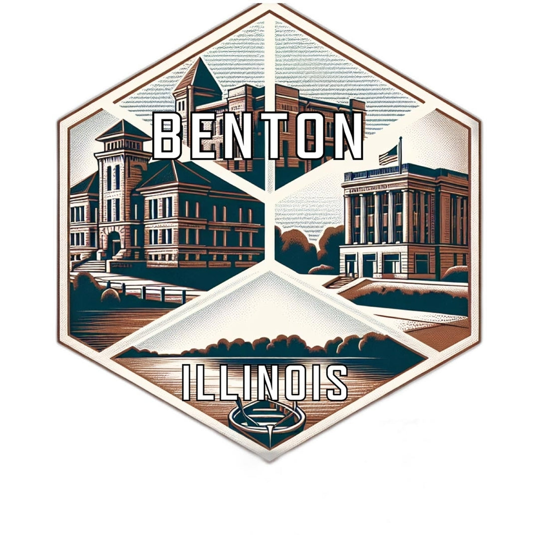 Benton Illinois Souvenir Travel Destination Die Cut Hexagon Fridge Magnet Image 1