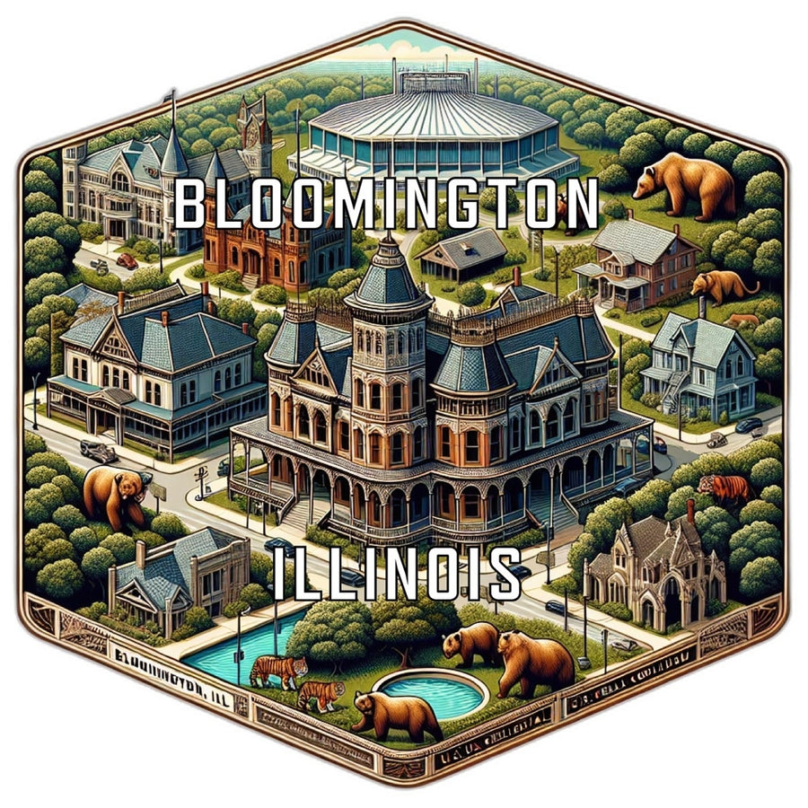 Bloomington Illinois Souvenir Travel Destination Die Cut Hexagon Fridge Magnet Image 1