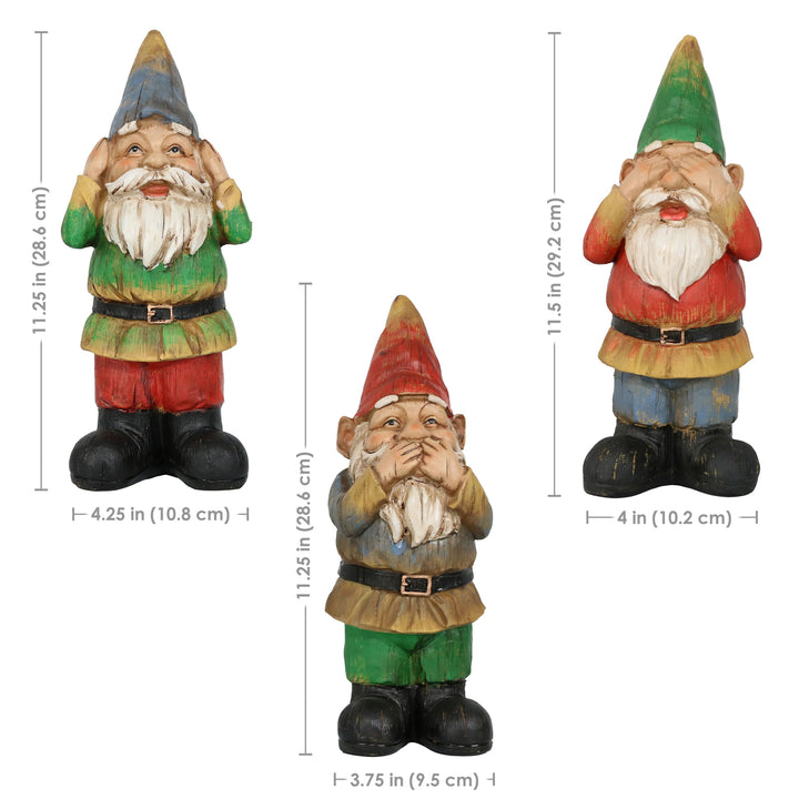 Sunnydaze Hear No Evil, Speak No Evil and See No Evil Garden Gnomes - 12 in Image 3