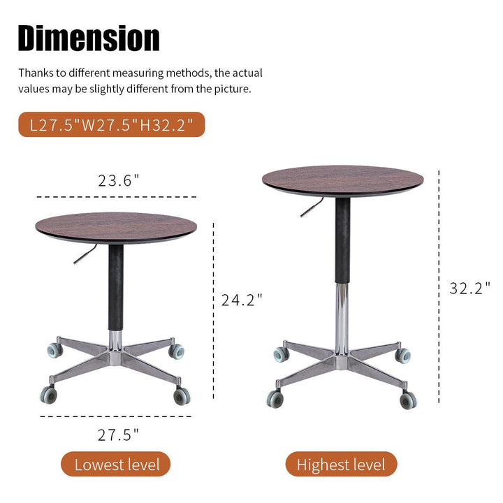 Adjustable 360 Swivel Coffee Table Movable for Dining Room and Kitchen, Aluminum Star Base Bar Height Table for Home, Image 7