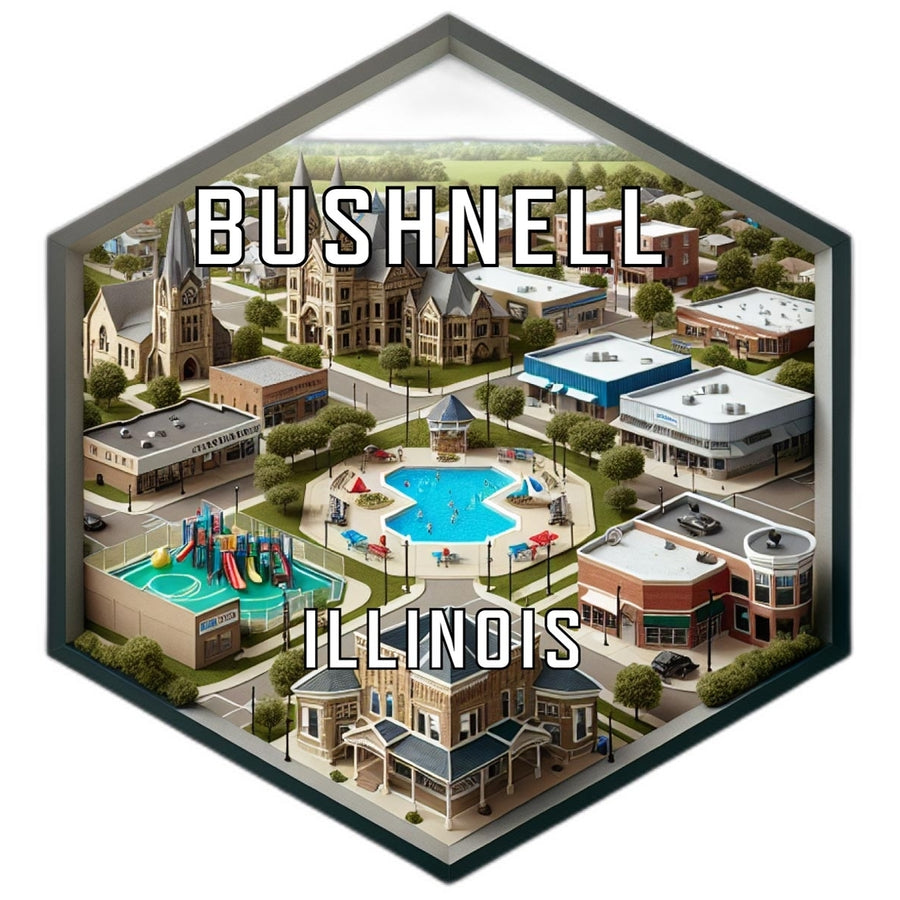 Bushnell Illinois Souvenir Travel Destination Die Cut Hexagon Fridge Magnet Image 1