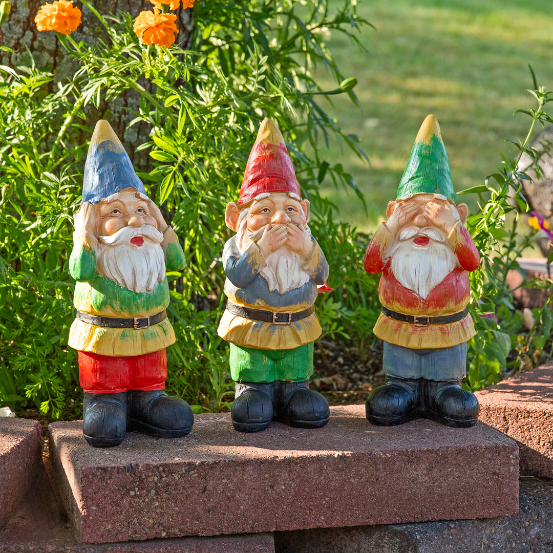 Sunnydaze Hear No Evil, Speak No Evil and See No Evil Garden Gnomes - 12 in Image 4