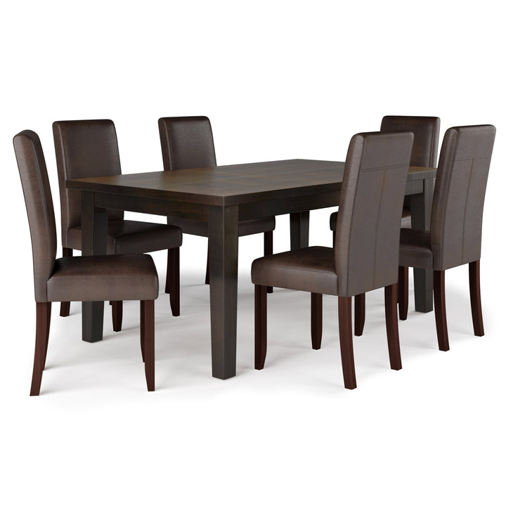 Acadian Eastwood 7 Piece Dining Set Rectangular Table and Parson Chairs Brown Image 2