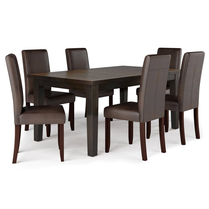 Acadian Eastwood 7 Piece Dining Set Rectangular Table and Parson Chairs Brown Image 1