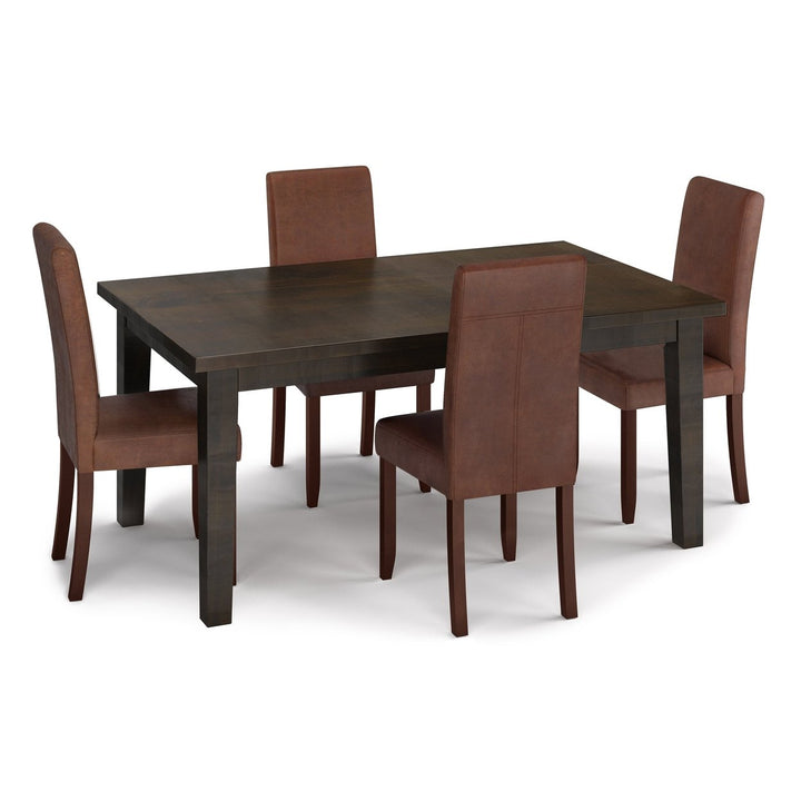 Acadian Eastwood 5 Piece Dining Set Dark Java Brown Solid Rubberwood Table Chairs Image 3