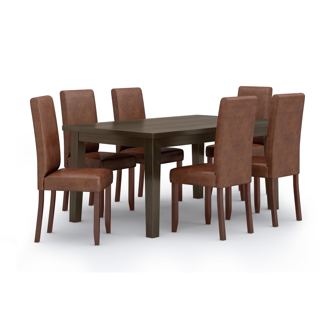 Acadian Eastwood 7 Piece Dining Set Rectangular Table and Parson Chairs Brown Image 6