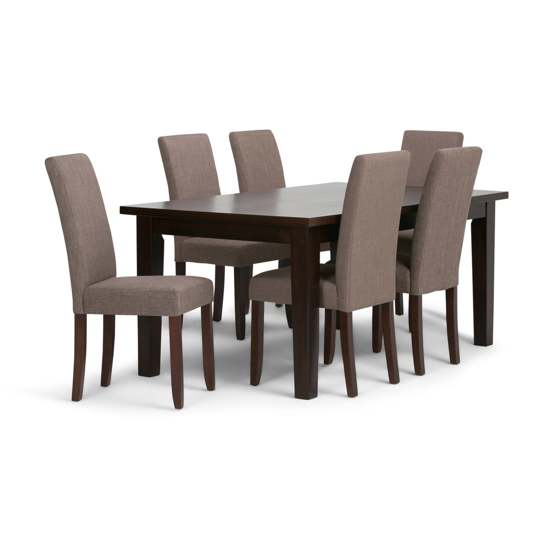 Acadian Eastwood 7 Piece Dining Set Rectangular Table and Parson Chairs Brown Image 8