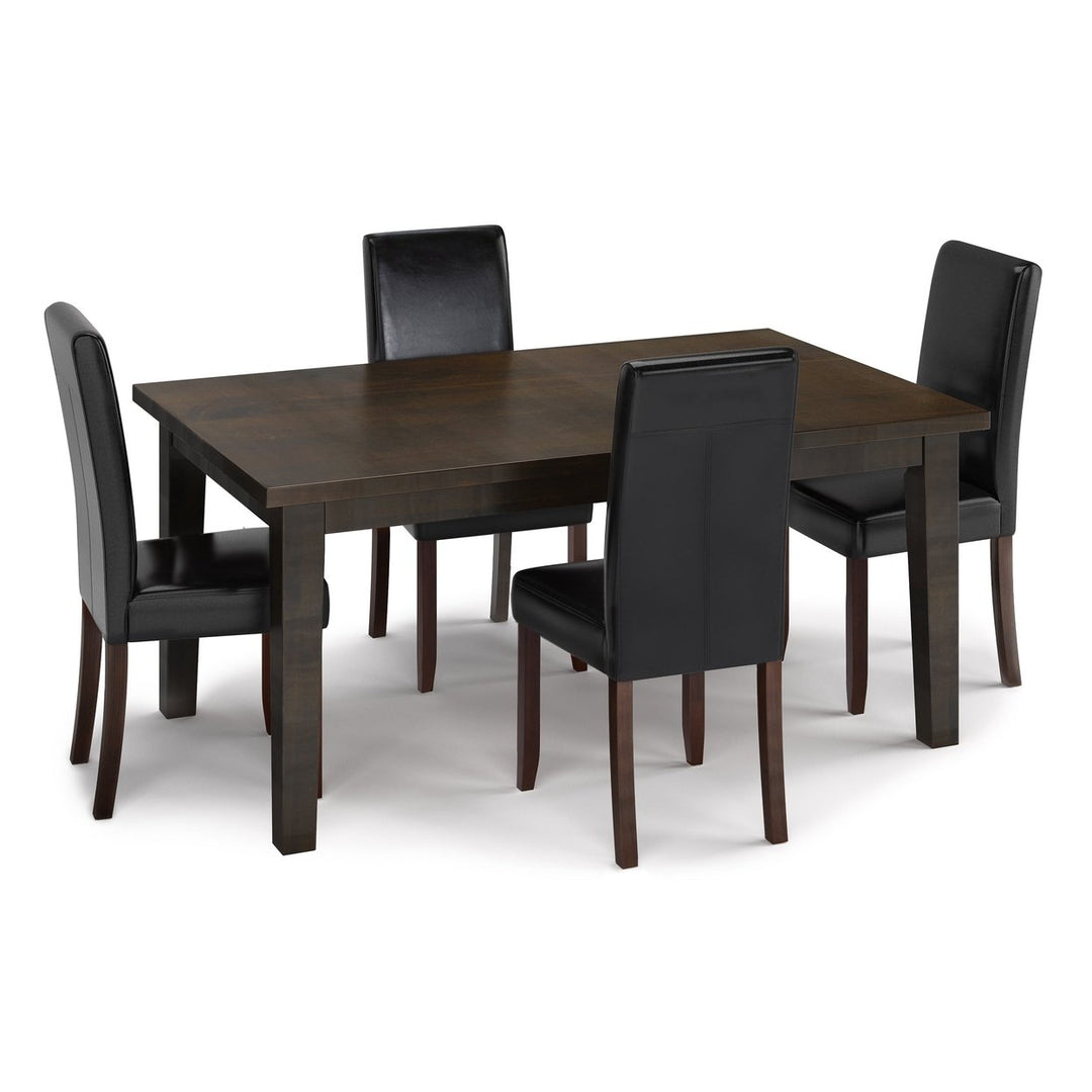 Acadian Eastwood 5 Piece Dining Set Dark Java Brown Solid Rubberwood Table Chairs Image 2