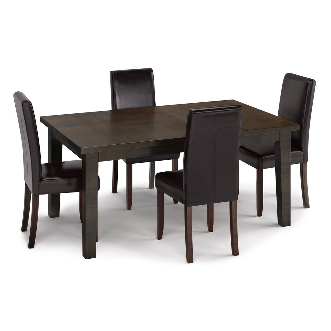 Acadian Eastwood 5 Piece Dining Set Dark Java Brown Solid Rubberwood Table Chairs Image 1