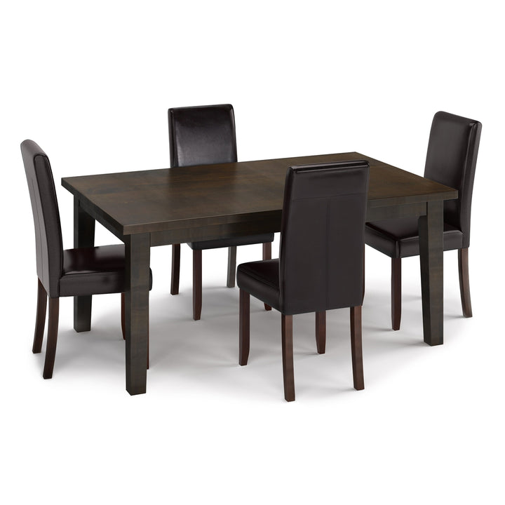 Acadian Eastwood 5 Piece Dining Set Dark Java Brown Solid Rubberwood Table Chairs Image 4