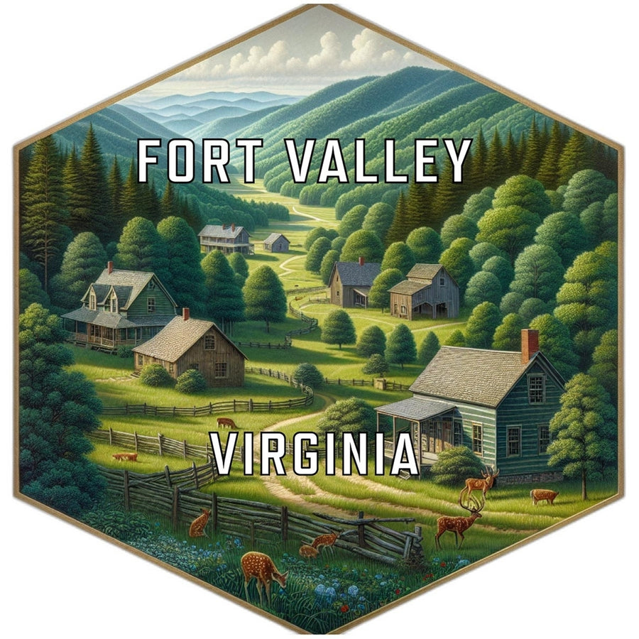 Fort Valley Virginia Souvenir Travel Destination Die Cut Hexagon Fridge Magnet Image 1