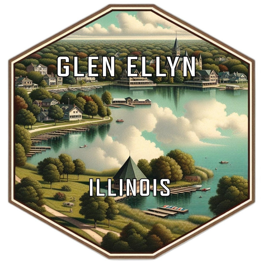 Glen Ellyn Illinois Souvenir Travel Destination Die Cut Hexagon Fridge Magnet Image 1